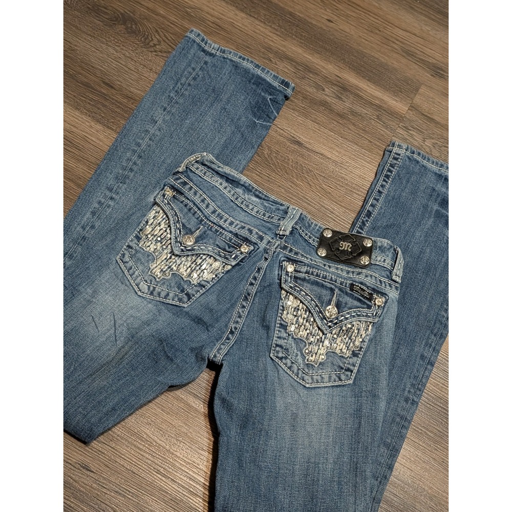 Miss Me JW6207B Bootcut Jeans Womens 28 Medium Wash Sequin Embellished Y2K Denim